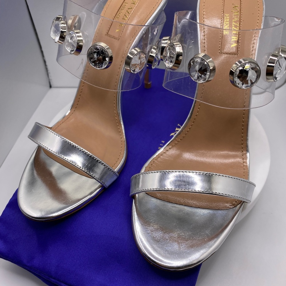 Aquazzura PVC Embellished Mule Pumps
